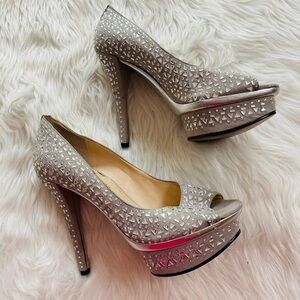 Enzo Angiolini Lost Love 2 silver crystal platform stilettos, Sz. 7